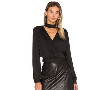 L’Academie high collar wrap top size xs